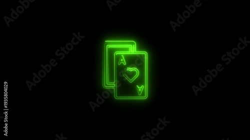 Neon Green Playing Cards Ace of Hearts Casino Gambling Symbol
