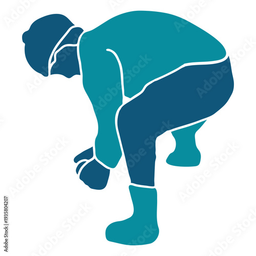 Kid making snowballs squat character