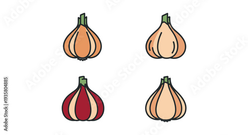 Garlic Line art vector set dynamic modern style