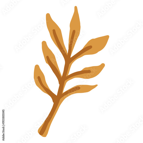 Hand drawn doole brown branch leaves