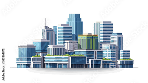 Cityscape with Modern Buildings.