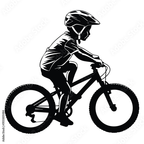 Kid on bike wearing protective gear young person cycling for exercise outdoor sport activity healthy lifestyle and childhood energy themed illustration