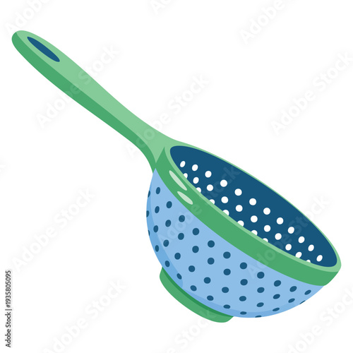 Kitchen colander icon in cartoon vector style representing pasta sieve and strainer cooking tool, ideal for culinary, kitchenware and food preparation themes