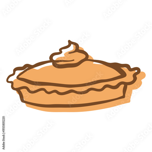 Hand drawn stroke pie whipped cream