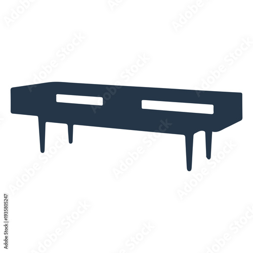Long rectangular coffee table silhouette perspective