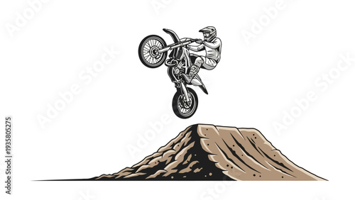 Motorcycle Rider in Mid Air.