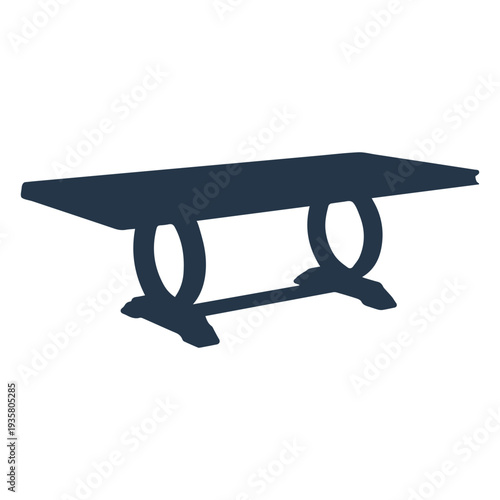 Rectangular coffee table circle legs silhouette perspective