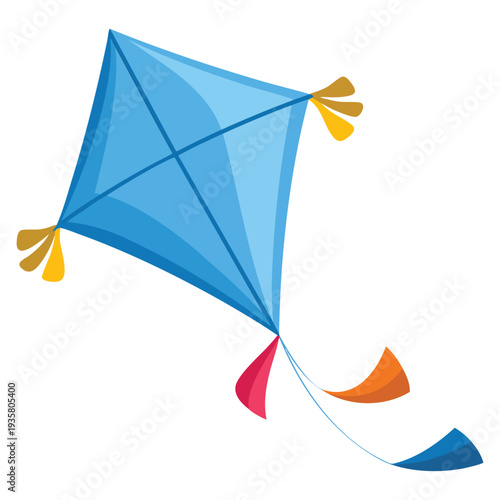 Kite toy fly with good quality and good design, colorful outdoor play illustration ideal for childhood fun, summer activity and park recreation themes