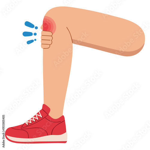 Knee injury cartoon vector symbol perfect for health care medical rehabilitation orthopedic clinic and injury awareness themed artwork