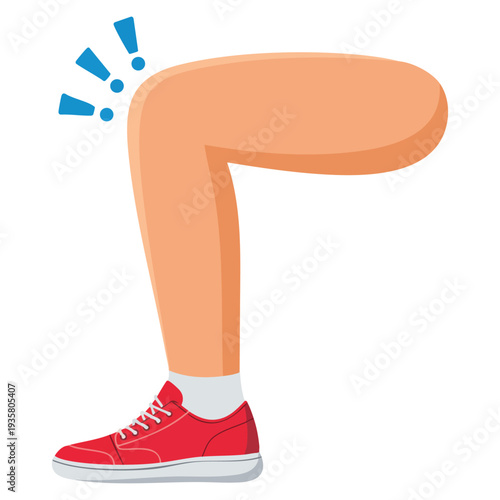 Knee injury cartoon style vector illustration suitable for medical health care rehabilitation clinic and orthopedic awareness design themes