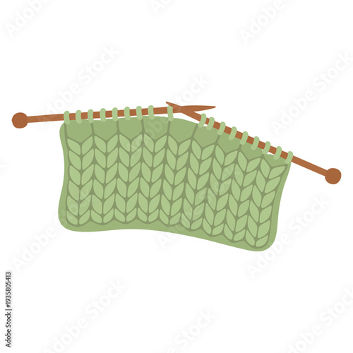 Knitting needles process vector illustration craft handmade design element ideal for hobby textile yarn work and creative knitting themes