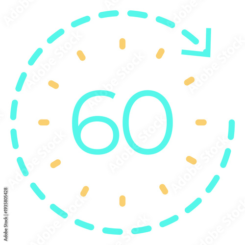 Timer 60 stroke cyan icon