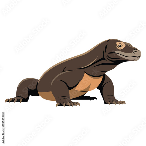 Komodo dragon wildlife animal isolated flat vector illustration on white background natural predator design