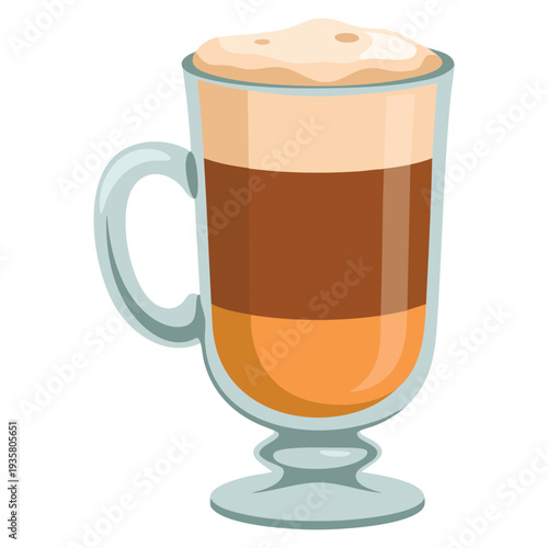 Latte caffeine icon in cartoon style for web design isolated on white background, symbolizing coffee energy drink and cafe beverage concept illustration