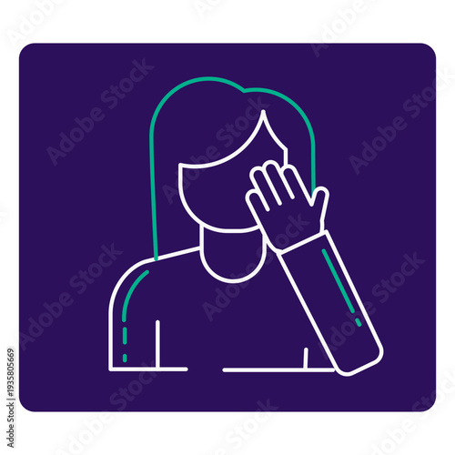 Covid 19 touching face stroke icon