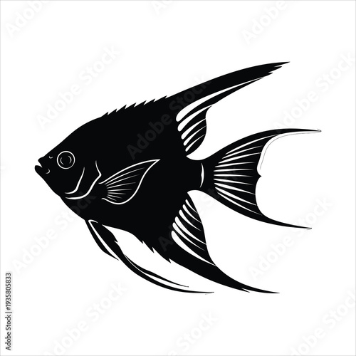 Angelfish vector black icon isolated on white background flat design