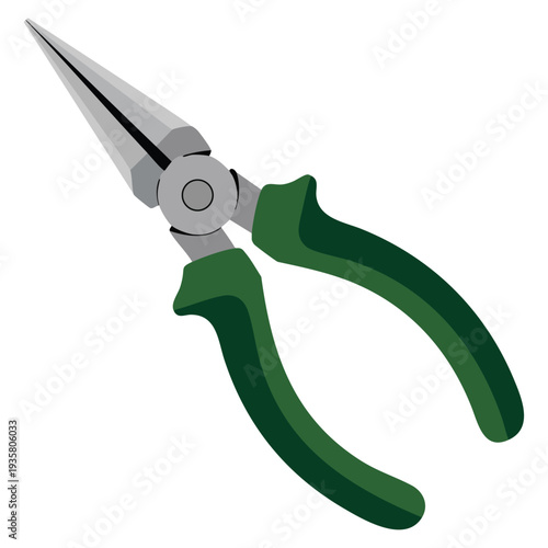 Long nose pliers in flat vector illustration on white background suitable for hand tool repair maintenance and construction themed artwork