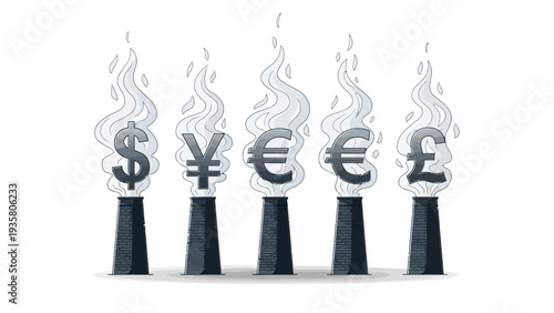 Burning Currency Symbols Candles.