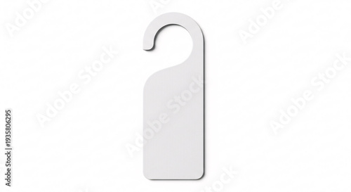 Isolated White Door Hanger With Hook On A White Background With Subtle Shadow