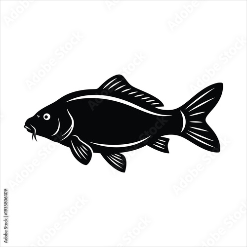 Common carp fish silhouette vector for sport fishing and angling