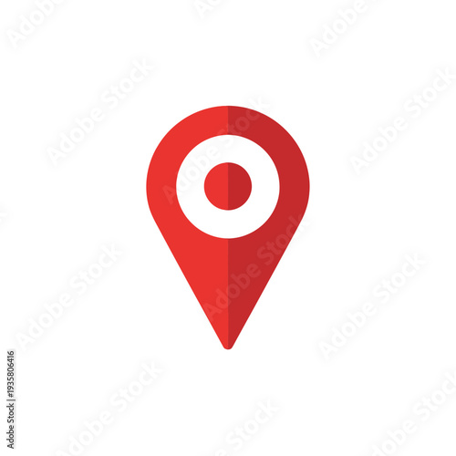 Minimalist Red Location Pin Icon with Inner Circle for Maps and Navigation Apps: Precise GPS Marker