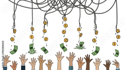 Hands Reaching for Money.