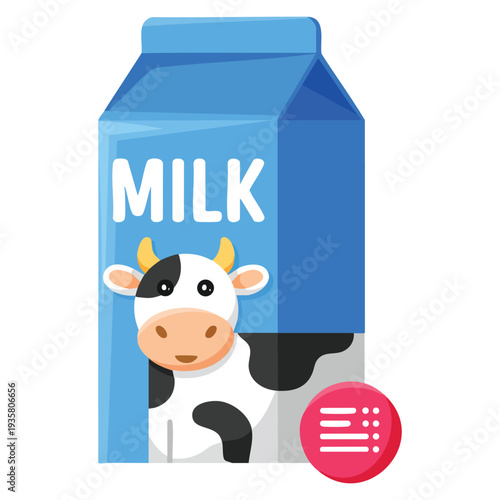 Milk in a pack illustration suitable for dairy product branding food market design beverage packaging and nutrition related artwork
