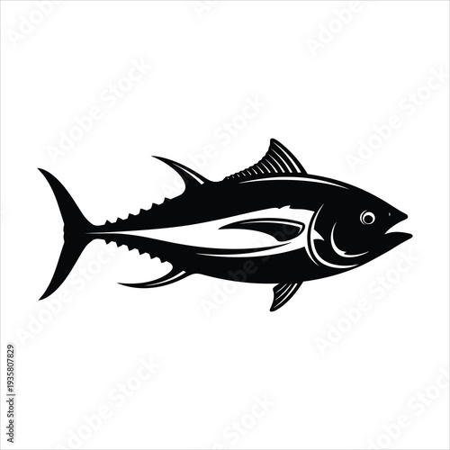 Tuna fish silhouette vector illustration on white background isolated