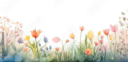 PNG English garden illustration watercolor blossoms.