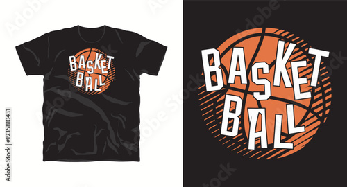 Basketball t-shirt design with graphic ball and modern typography for sports enthusiasts