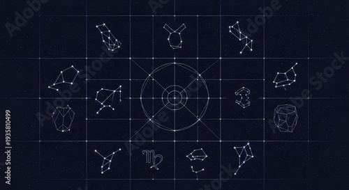 Celestial Zodiac Constellations Astrological Chart.