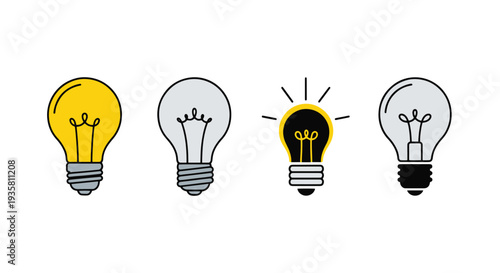 Idea Bulb Line art modern color mix vector
