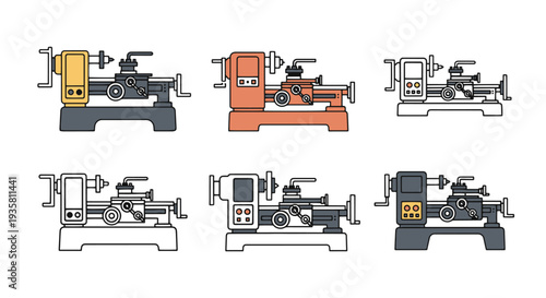 Lathe Machine Line art vector minimal creative color