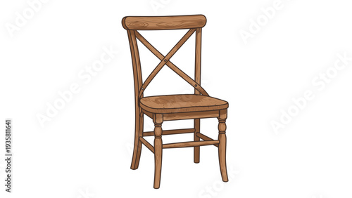 Wooden Chair Isolated White.