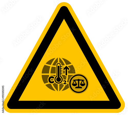 Advertencia de justicia climática y leyes ambientales globales con balanza y co2 vector