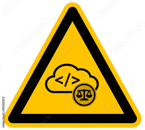 Símbolo de derecho digital y leyes de programación en la nube con balanza de justicia vector