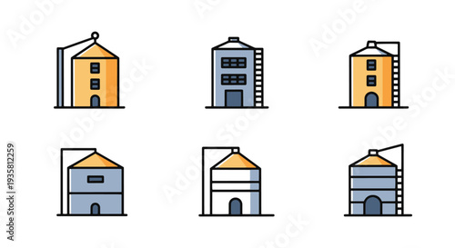 Grain silo Line art vector clean creative tone