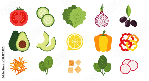 Fresh vegetables and salad ingredients