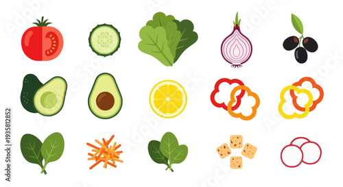 Fresh vegetables and ingredients illustration