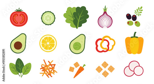 Fresh vegetables and salad ingredients