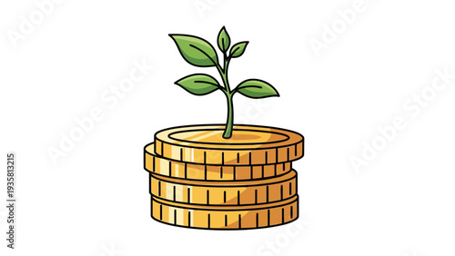 Plant Growing from Coins.