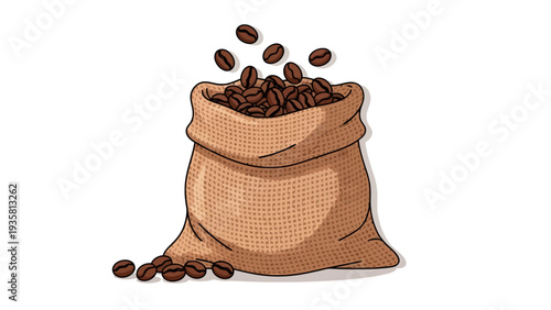 Coffee Beans in Sack.