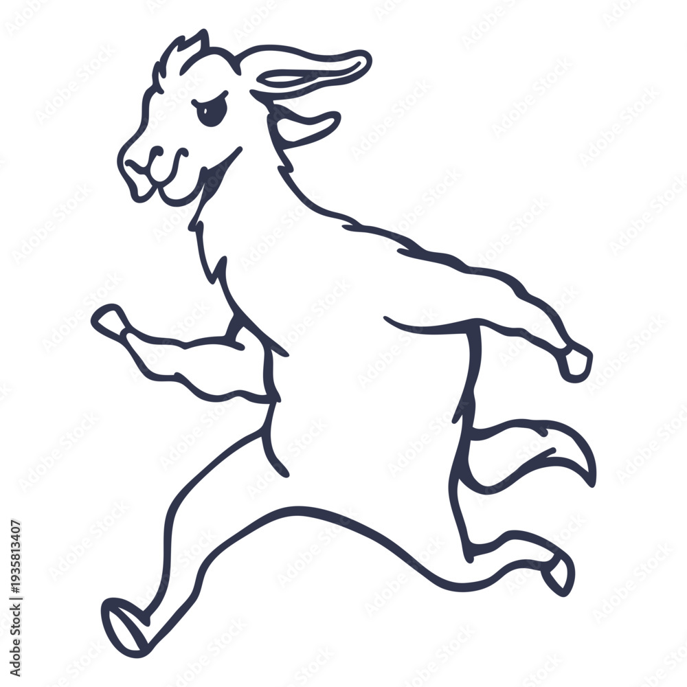Fototapeta premium Llama running stroke cartoon