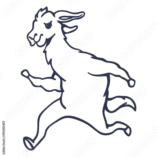 Llama running stroke cartoon