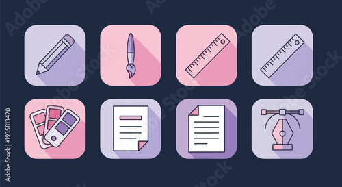 Graphic design icons on dark background