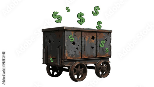 Old Cart with Dollars.