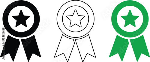 Ribbon badges with stars for awards and recognition