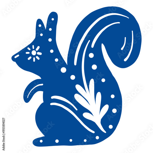 Ornamented squirrel folk art element