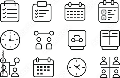 Modern and unique  project management and work flow line icon set