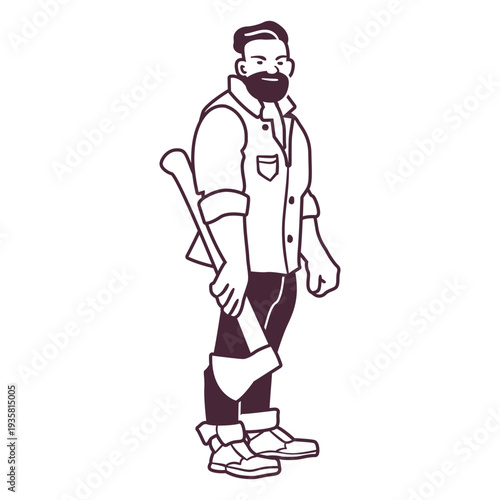 Lumberjack man character stroke